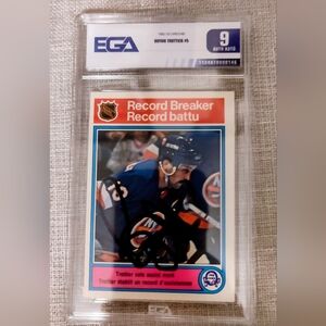 Brian Trottier signed Card and graded Gary Cheevers Signed Card
